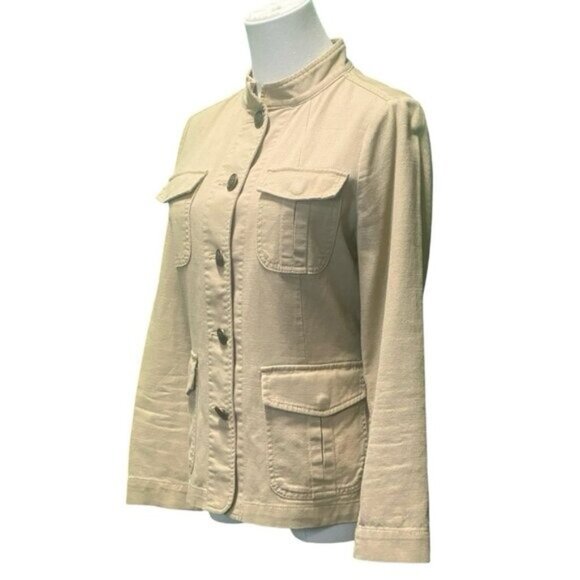 Talbots 100% Woven Cotton Khaki Safari Jacket Size S/P - Picture 2 of 6